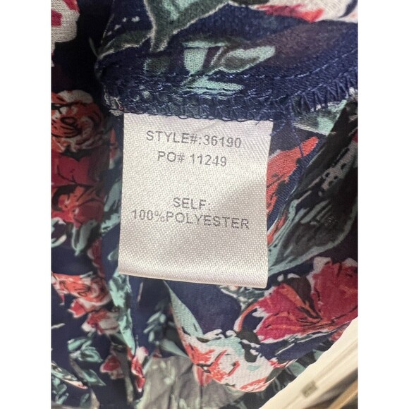 Anthropologie Skies Are Blue Mayven V-Neck Blouse Navy Floral Sz M Button Up - Picture 7 of 8